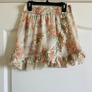 Zara Woman Floral Ruffle Mini Skirt Size XS like new